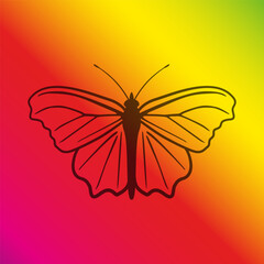 Butterfly outline on colorful background, vector