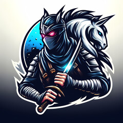 Fototapeta na wymiar Ninja mascot logo Creative Ninja emblem design concept 