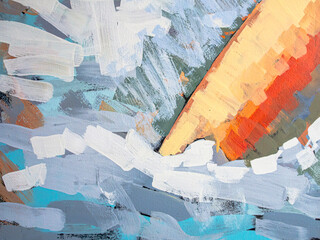 Abstract multicolor background of acrylic painting on canvas with. Details of the painting