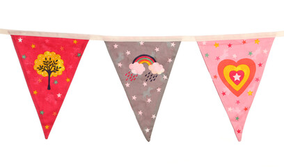 Children rainbow bunting isolated on a white background