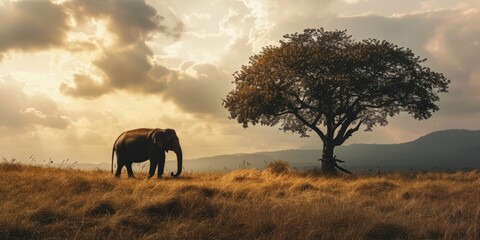 Elephant&rsquo;s Dream in Golden Land Wallpaper and Design, Generative AI