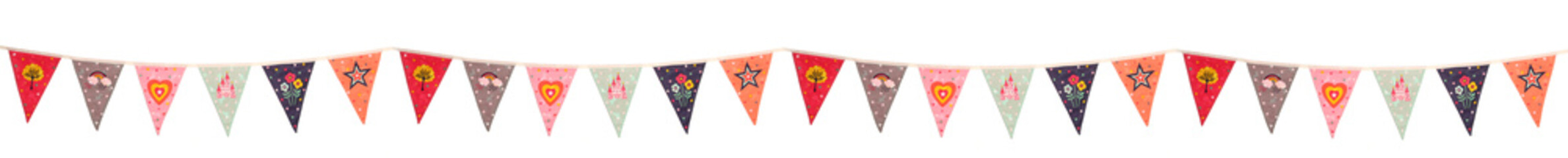 Kids bedroom bunting isolated on a white background