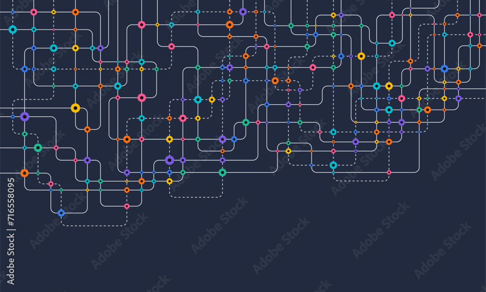 Poster circuit connect lines and dots. network technology and connection concept. decentralized network nod