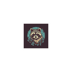 cute raccoon design logo