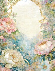 vintage background with frame and flowers