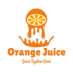 Fresh orange juice logo template design vector. Business logo for lemon juice, squeezed citrus, smoothies or lemonade.