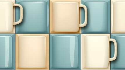 Modern cafe seamless pattern in the style of Cubism, Neoplasticism and Bauhaus. Perfect for design, printing, web design
