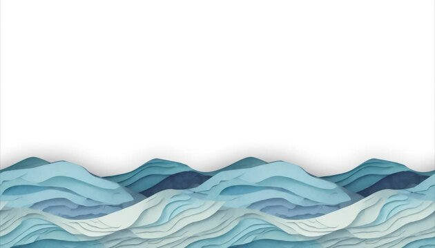 white paper with paper sea animation with copy space