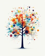 Minimalist pixel art of a colorful tree on a white background - aesthetic and creative artwork