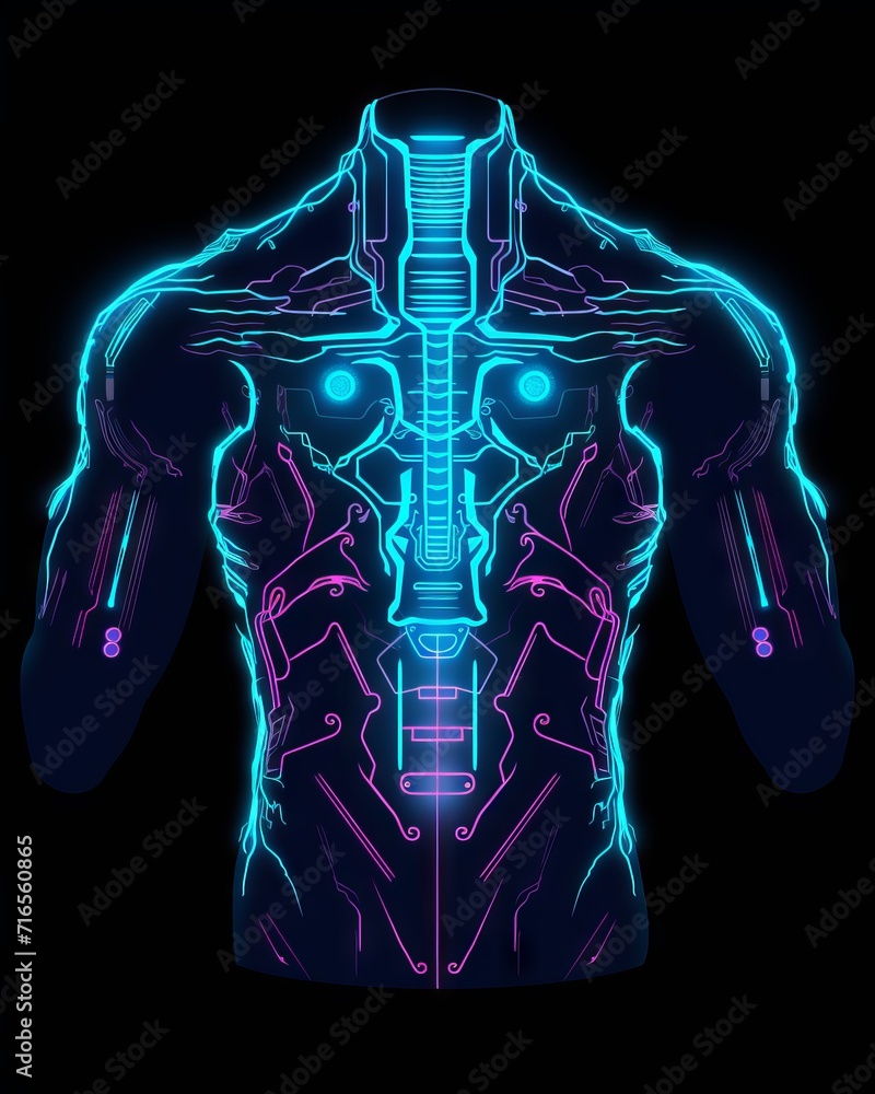 Poster neon lines in cyberpunk style, ultra: a futuristic abstract background with glowing curves and shape