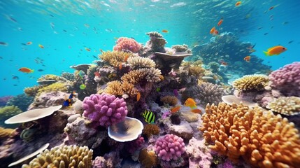 Obraz na płótnie Canvas Colorful life on underwater coral reef Ai Generative