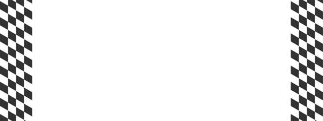 Vertical race flags background with copyspace. Diagonal black and white squares pattern. Chess game, motocross or rally sport car competition banner. Checkered texture