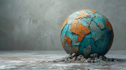 Globe terrestre stylisé : Fragilité de la planète et thèmes environnementaux - obrazy, fototapety, plakaty