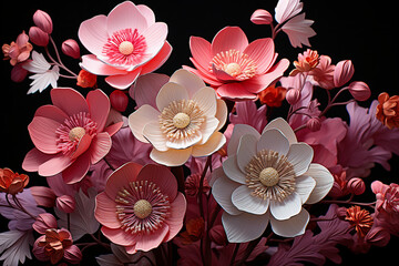 Radiant Floral Bloom of Anemones in Hues by Generative A.I.