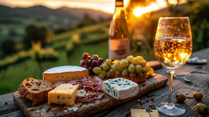 Picturesque outdoor picnic scene, set during the golden hour of sunset by Generative A.I.