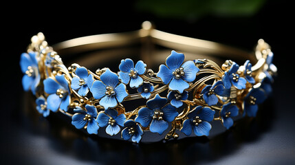 Dainty forget-me-not with tiny blue blossoms and delicate green leaves by generative A.I.