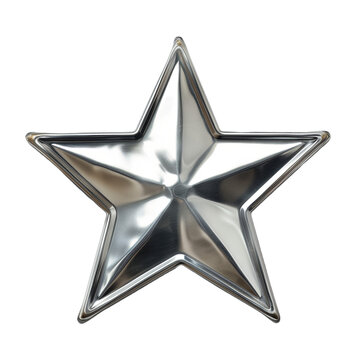 Glittering silver star isolated on white transparent background