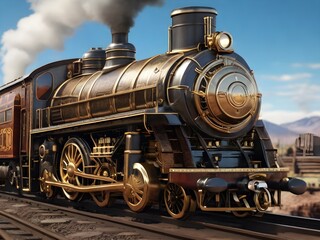 Obraz premium Steam locomotive wheels vintage train