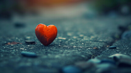 Fototapeta premium Illustration, minimalistic wallpaper with one heart containing a heartfelt message of love for Valentine's Day.