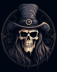 Steampunk grim reaper logo with goggles and hat