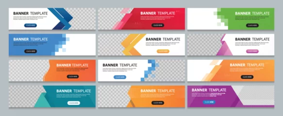 Foto op Canvas Set of horizontal abstract web banner design template background gradients color. Suitable for web ads. Vector illustration with Space to add pictures. © apinan