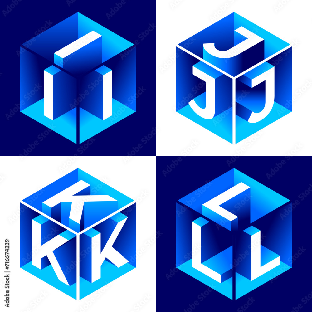 Fototapete isometric alphabet. 3d bold uppercase latin letters and numbers, geometric futuristic typography, cu
