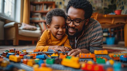 Fototapeta premium Dad playing with kids 