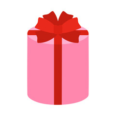 円柱型のプレゼントボックスのイラスト。フラットなベクターイラスト。