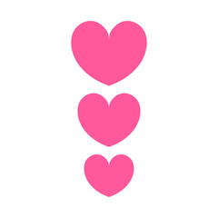 縦に並んだハートマークのイラスト。フラットなベクターイラスト。