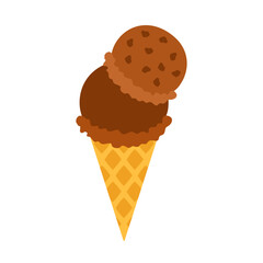 チョコレートアイスクリームのイラスト。フラットなベクターイラスト。