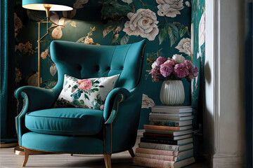 Light-filled chic interior perfect for reading and relaxation