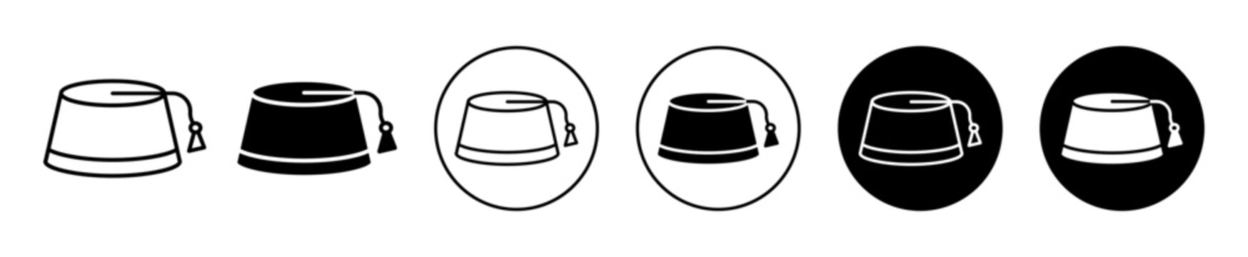 Fez hat vector icon set collection. Fez hat Outline flat Icon.