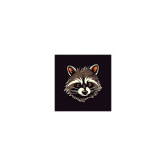 cute raccoon design logo