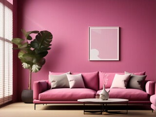 Contemporary Home Comfort: 3D Modern Living Room Interior with Stylish Sofa, Furniture, and Elegant Design Elements