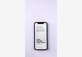 Mobile Mockup Phone Template: Black and White Phone on Pink Background with White Screen and Black Frame - Pink and White Walls