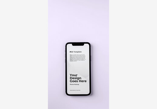 Mobile Mockup Phone Template: Black and White Phone on Pink Background with White Screen and Black Frame - Pink and White Walls