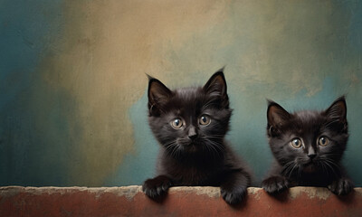 two black kittens on a neutral background