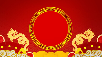 Happy chinese new year for space for message Isolated in background. 3D illustration, 3D rendering	
