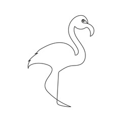 continuous one line drawing of Flamingo tropical bird and world wildlife day single line art illustration