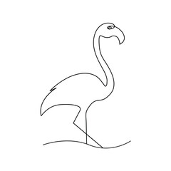 continuous one line drawing of Flamingo tropical bird and world wildlife day single line art illustration