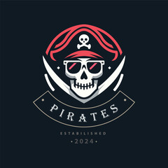 pirates head skull logo design template for brand or company and other