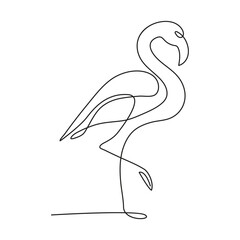continuous one line drawing of Flamingo tropical bird and world wildlife day single line art illustration