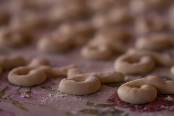 The Christian feast of the 40 Martyrs of Sebastia celebrated on March 9. Homemade dough placed in forms ready to be cooked
