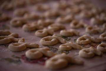The Christian feast of the 40 Martyrs of Sebastia celebrated on March 9. Homemade dough placed in forms ready to be cooked