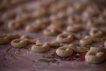 The Christian feast of the 40 Martyrs of Sebastia celebrated on March 9. Homemade dough placed in forms ready to be cooked