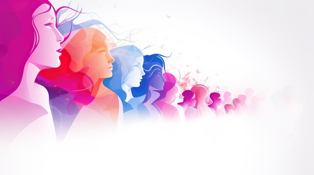 International Women's Day background, festive cartoon promotional illustrations,AI generated.