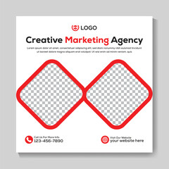 Creative marketing agency social media post design modern square web banner template