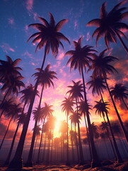 Fototapeta premium palm trees at sunset