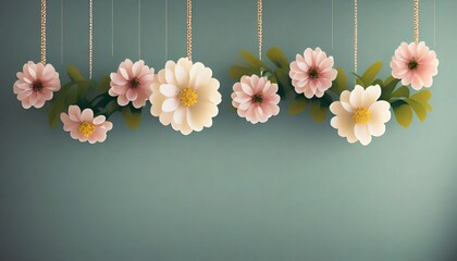 hanging flowers on a gradient background photo wallpaper in the interior
