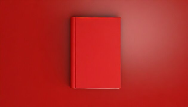 a red book on red background top view